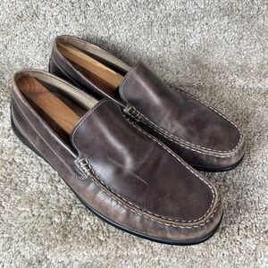 Ecco Brown Leather Driving Loafer Moc Toe Slip On Mens Size 42 Size 9.5 US